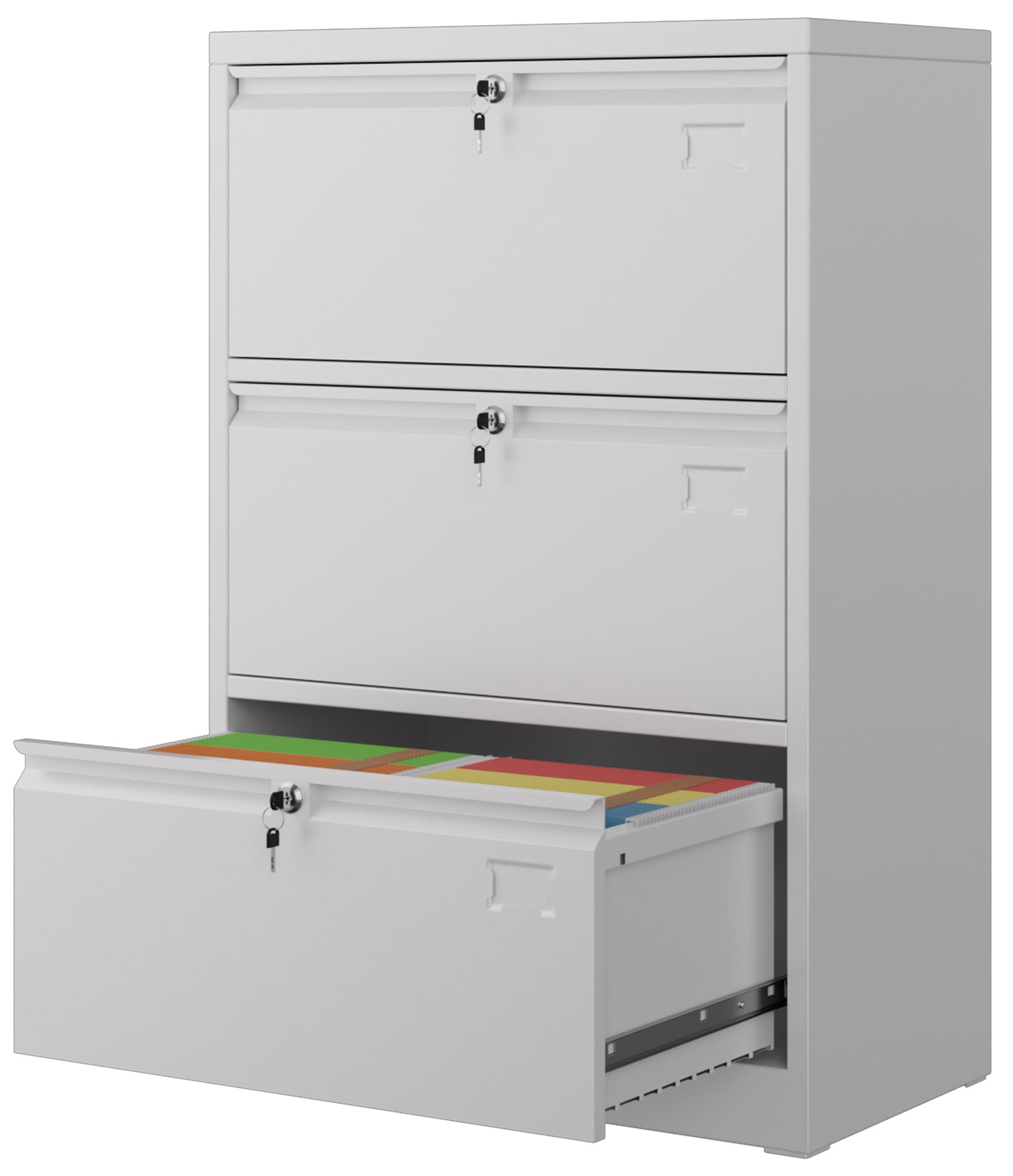 SUPEER 3 Drawers Metal Lateral File Storage Cabinet with 3 Individual ...