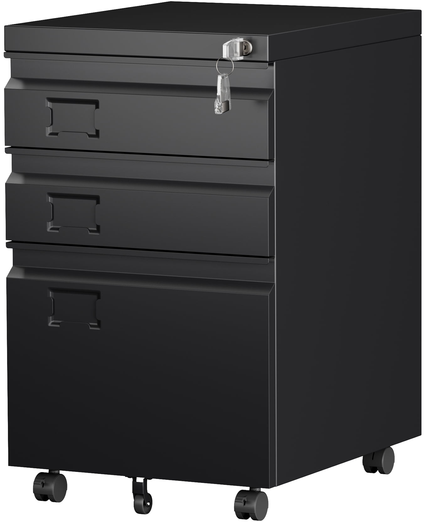 SUPEER 3 Drawer Vertical File Cabinet with Lock,Mobile File Cabinet for Letter,Legal,Under Desk Filing Cabinet for Office,Home,Assembly Required  (Black)