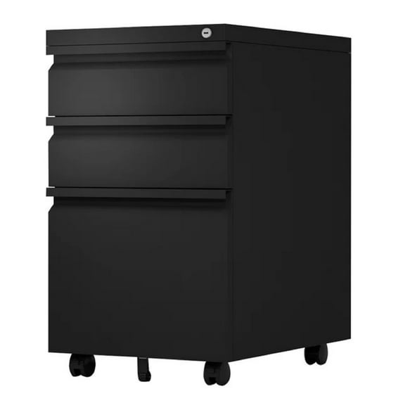 SUPEER 3 Drawer Vertical File Cabinet with Lock,Mobile File Cabinet for Letter,Legal,Under Desk Filing Cabinet for Office,Home,Fully Assembled Except Wheels (Black)
