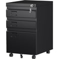 thumbnail image 1 of SUPEER 3 Drawer Vertical File Cabinet with Lock,Mobile File Cabinet for Letter,Legal,Under Desk Filing Cabinet for Office,Home,Assembly Required  (Black), 1 of 8