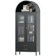 thumbnail image 1 of SUPEER 73-Inch Arched Metal Storage Display Cabinet with 2 Drawers and Glass Doors,Assembly Required, 1 of 8
