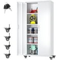 thumbnail image 1 of SUPEER Metal Storage Cabinet with Wheels, Garage Storage Cabinet with Lock, Rolling Steel Storage Cabinet with 4 Adjustable Shelves, Assembly Required(White), 1 of 9