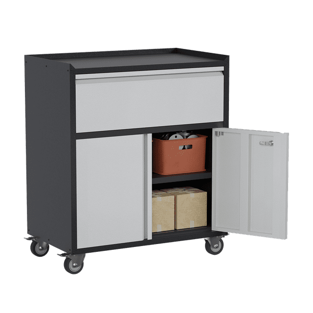 SUPEER Rolling Metal Tool Chest with Adjustable Shelves, Lockable Doors