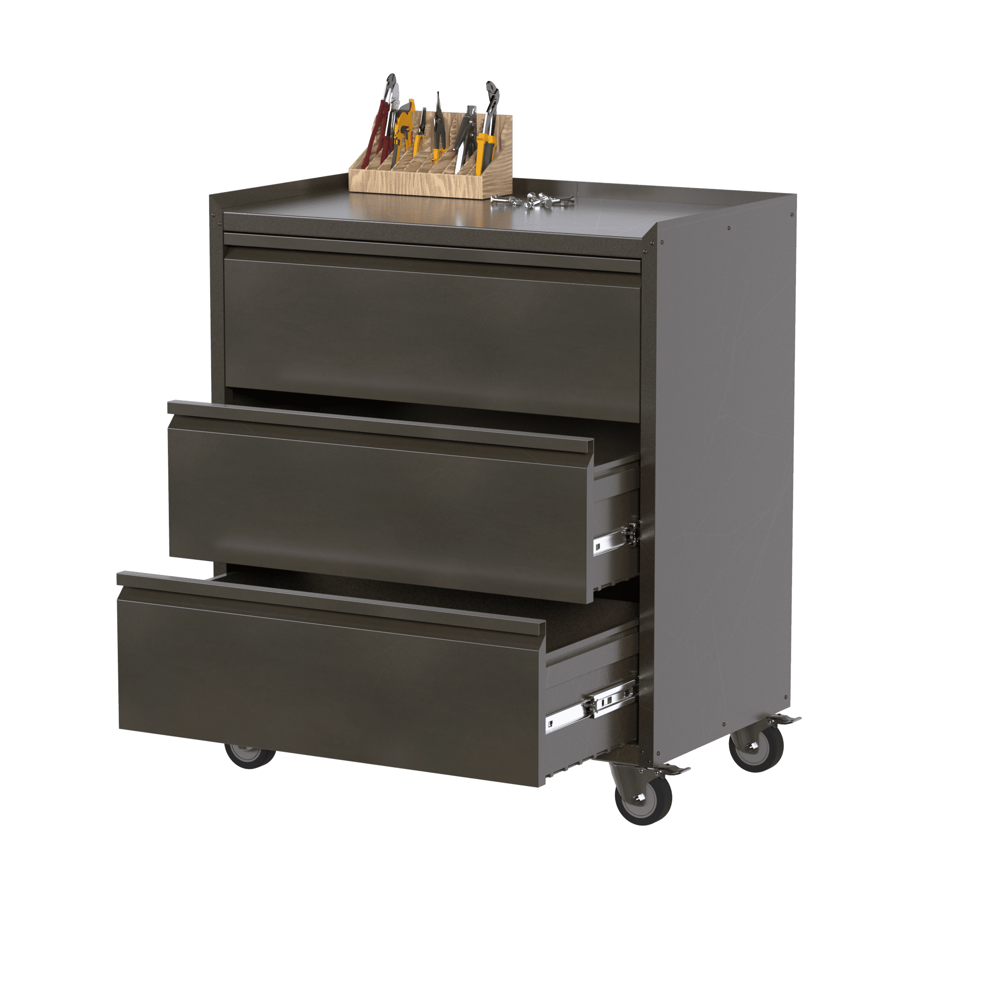 SUPEER Vintage Metal Tool Chest with Wheels, Garage Storage