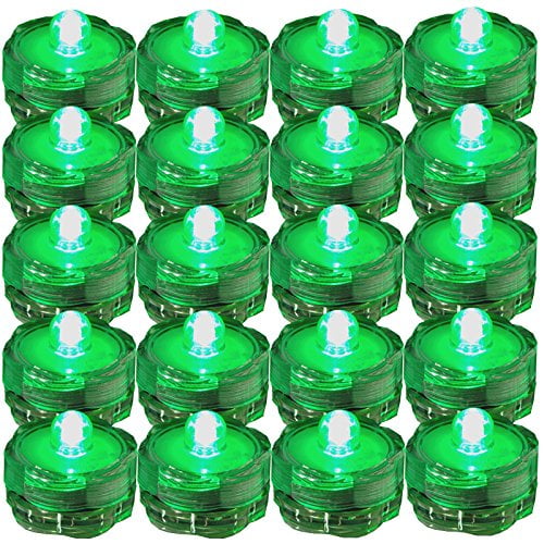 SUPER Bright LED Floral Tea Light Submersible Lights For Party Wedding (Green, 20 Pack)