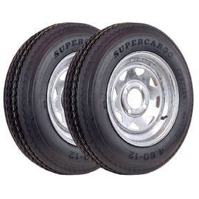 SUPER CARGO 2 Set SU02 4.80-12 6PR Boat Trailer Tire and 4-Lug Galvanized 8 Spoke Wheel Assembly
