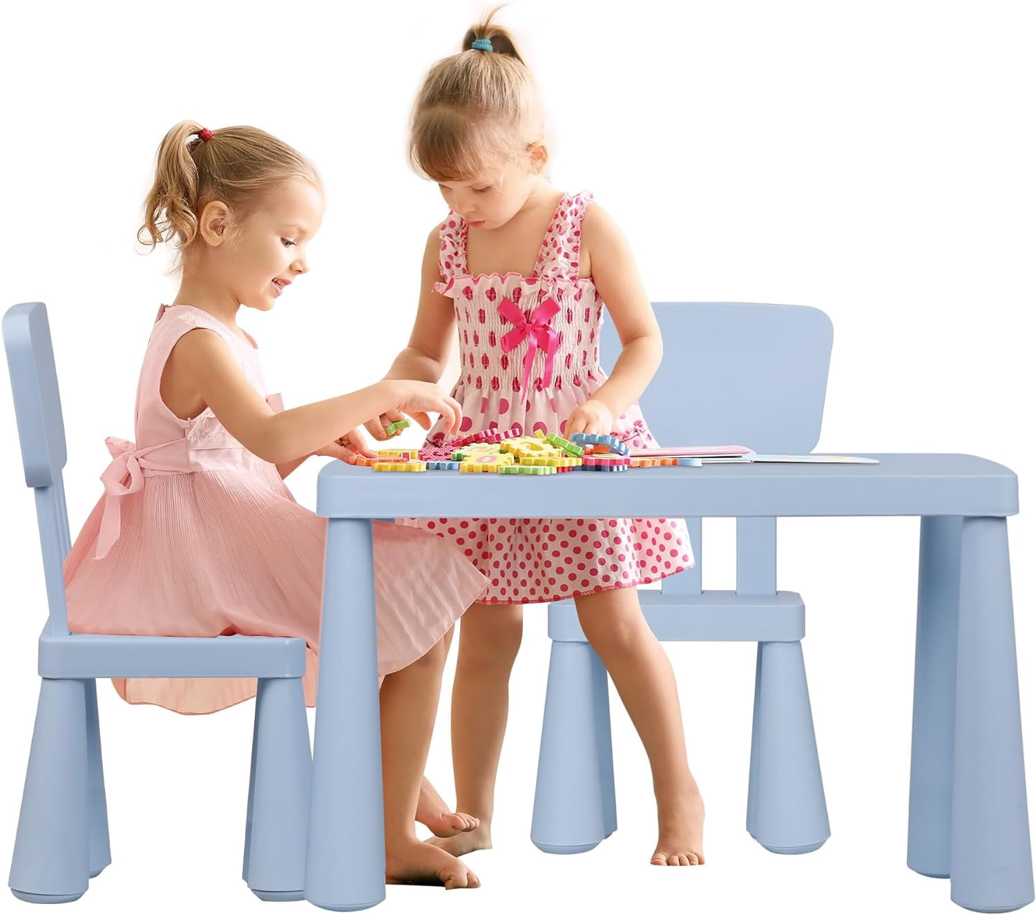 SUPER DEAL 3 Piece - Table and Chair Set 3 in 1 Plastic Children ...