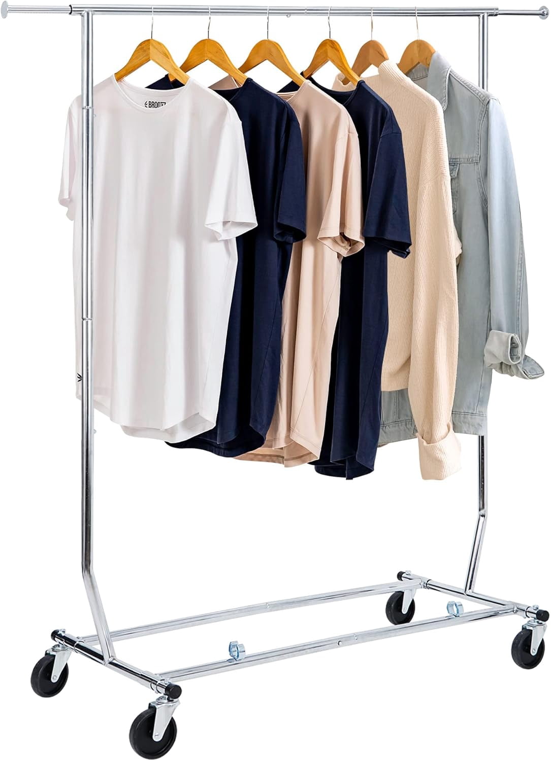 Deal Rack SUPER DEAL Metal Garment Rack with Wheels Single Rod Height Adjustable ...