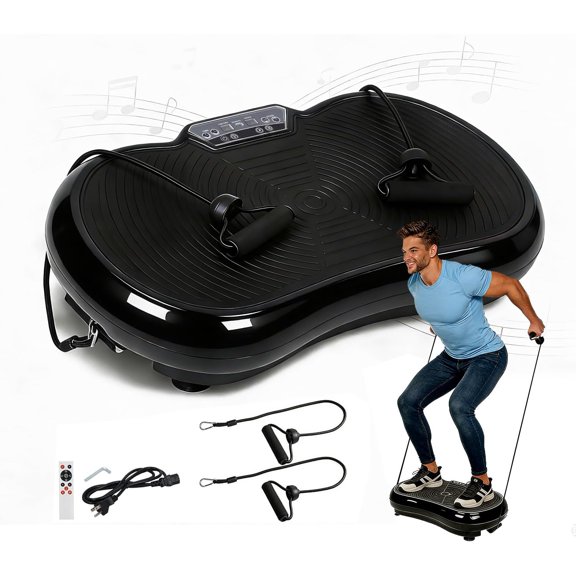 SUPER DEAL Pro Vibration Plate Exercise Machine - Whole Body Workout Vibration Fitness Platform Fit Massage Workout Trainer w/Loop Bands + Bluetooth + Remote, 99 Levels