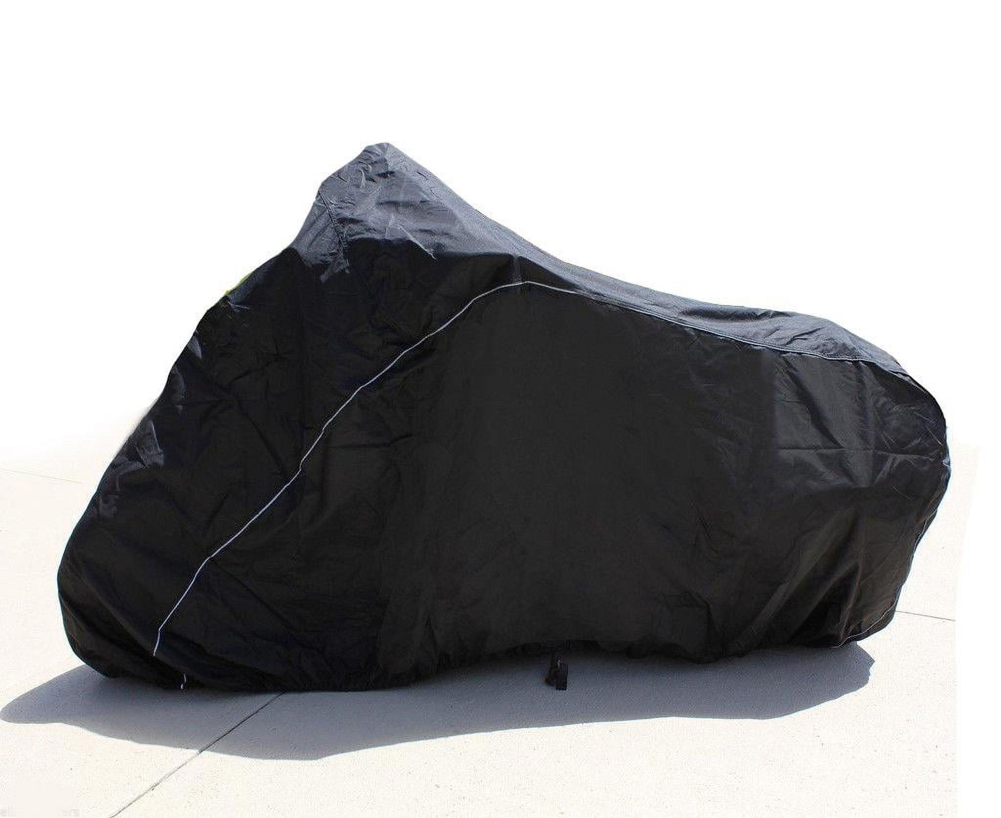 SUPER HEAVY-DUTY BIKE MOTORCYCLE COVER fits up to 108"L 46"W 64"H, TOURING STYLE With Windshield & Saddlebags. STRONG UV PROTECTIVE CHOPPER BIKE TARP. Breathable and Portable Vehicle Protection