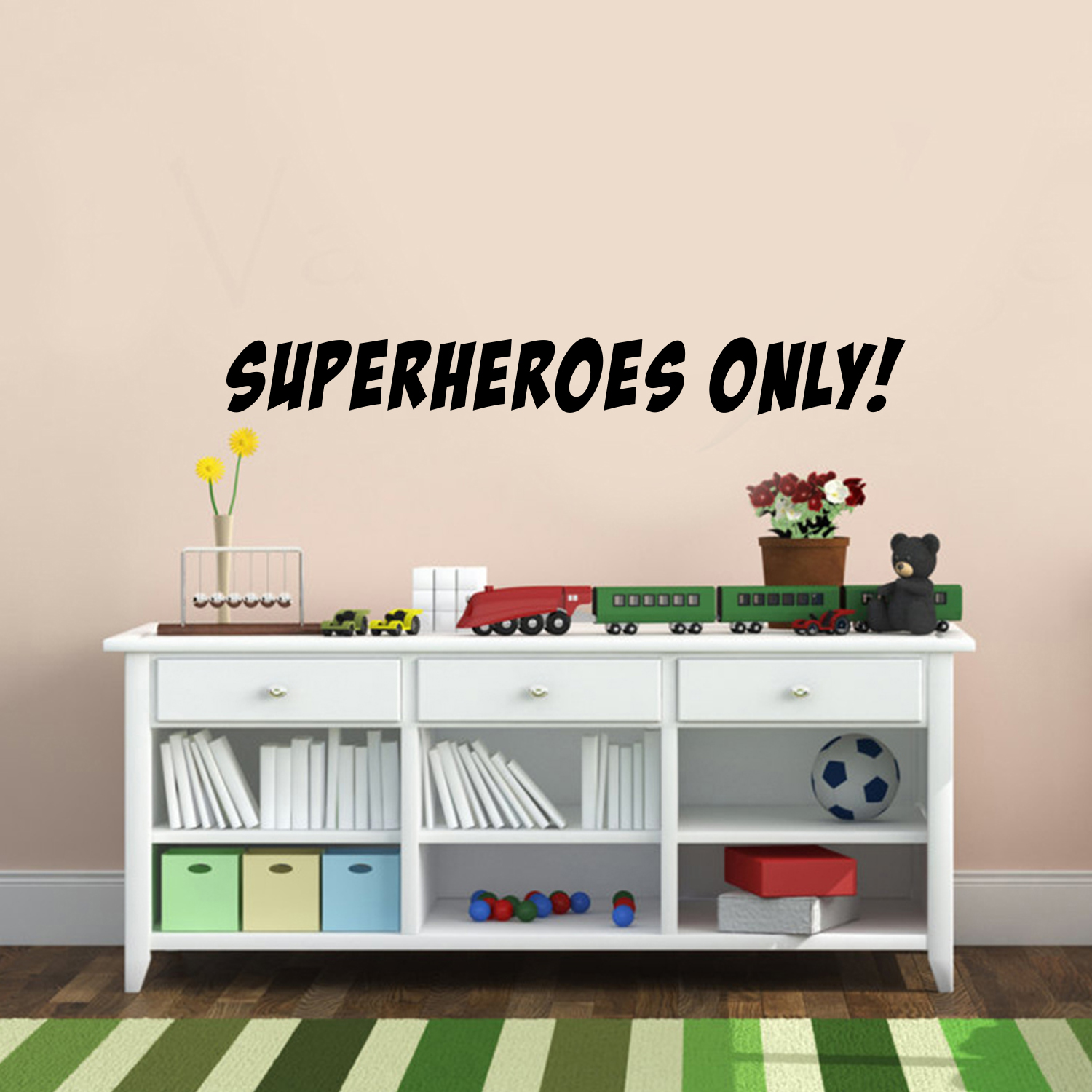SUPER HEROES ONLY! Vinyl Wall Art Stickers 4" x 36" Boy’s Room