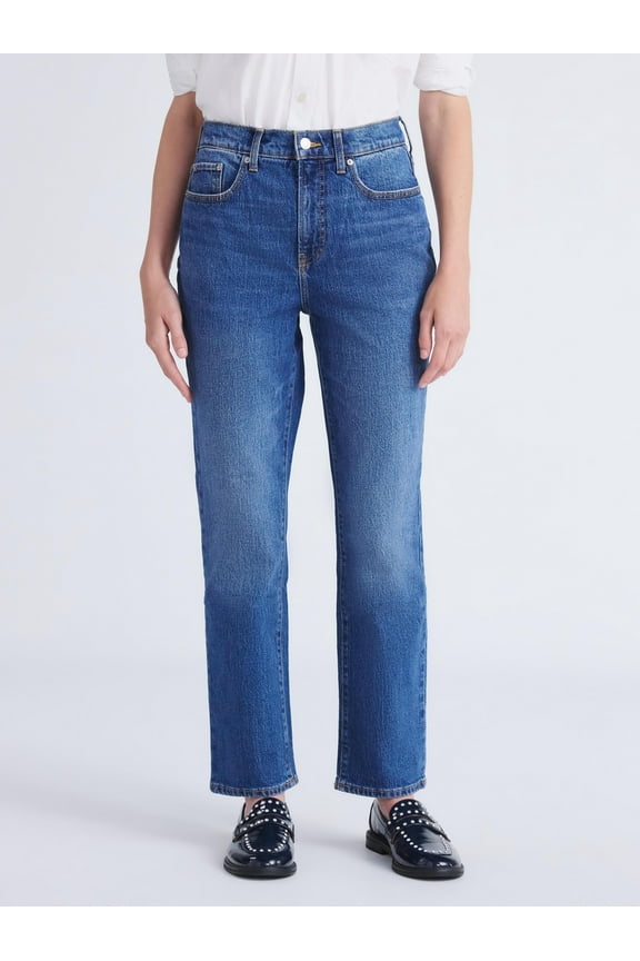 Women's and Women's Plus High Rise Straight Jeans, 30" Inseam, Sizes 0-26W