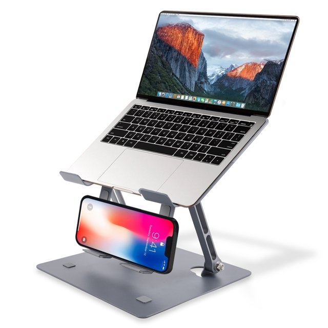 SUPER JOY Foldable Laptop Stand with Phone Stand, Adjustable Height
