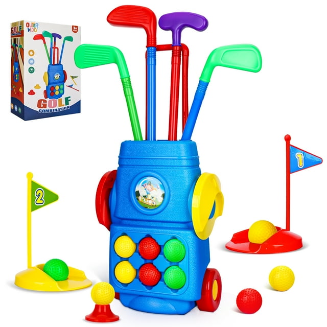 SUPER JOY Toddler Golf Toy Set Kids Golf Suitcase Game Play Set