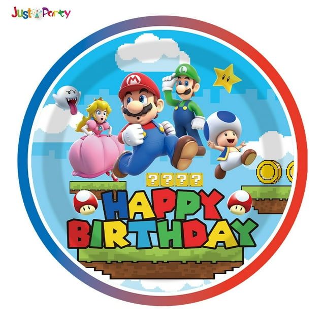 SUPER-MARIO 82/92 PCS Party Supplies, Party Tableware, Disposable Paper Plates- Napkins-Forks Dinnerware Set