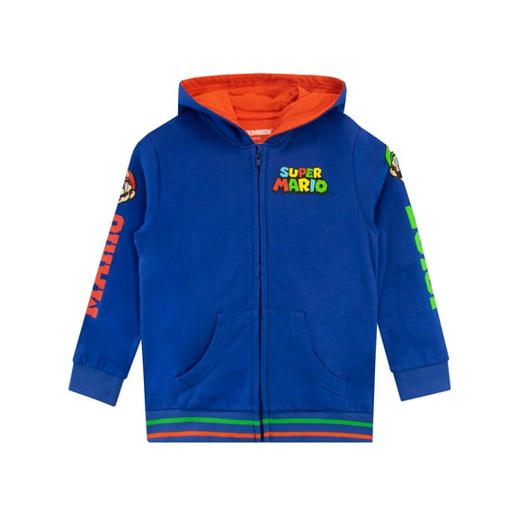 SUPER MARIO BROS Boys Zip-Up Hoodie Sizes 4-12