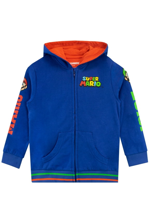 SUPER MARIO BROS Boys Zip-Up Hoodie Sizes 4-12