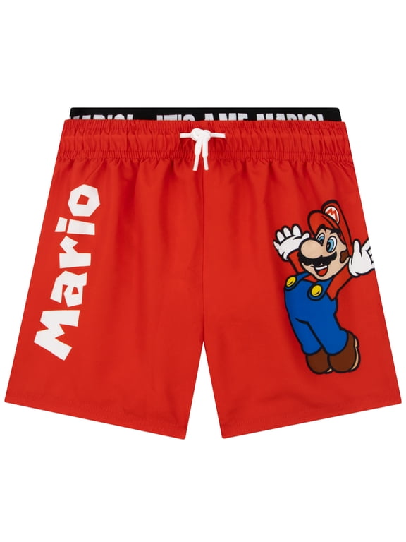 SUPER MARIO Boys Mario Red Swim Shorts Sizes 5-14