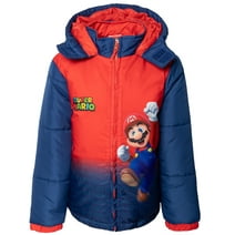 SUPER MARIO Nintendo Mario Luigi Bowser Little Boys Zip Up Puffer Jacket Toddler to Big Kid