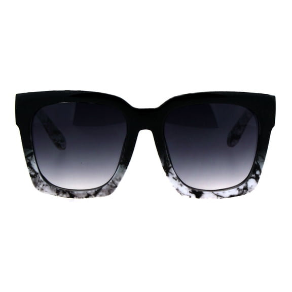 SUPER Oversized Square Sunglasses Womens Modern Hipster Shades Black Marble