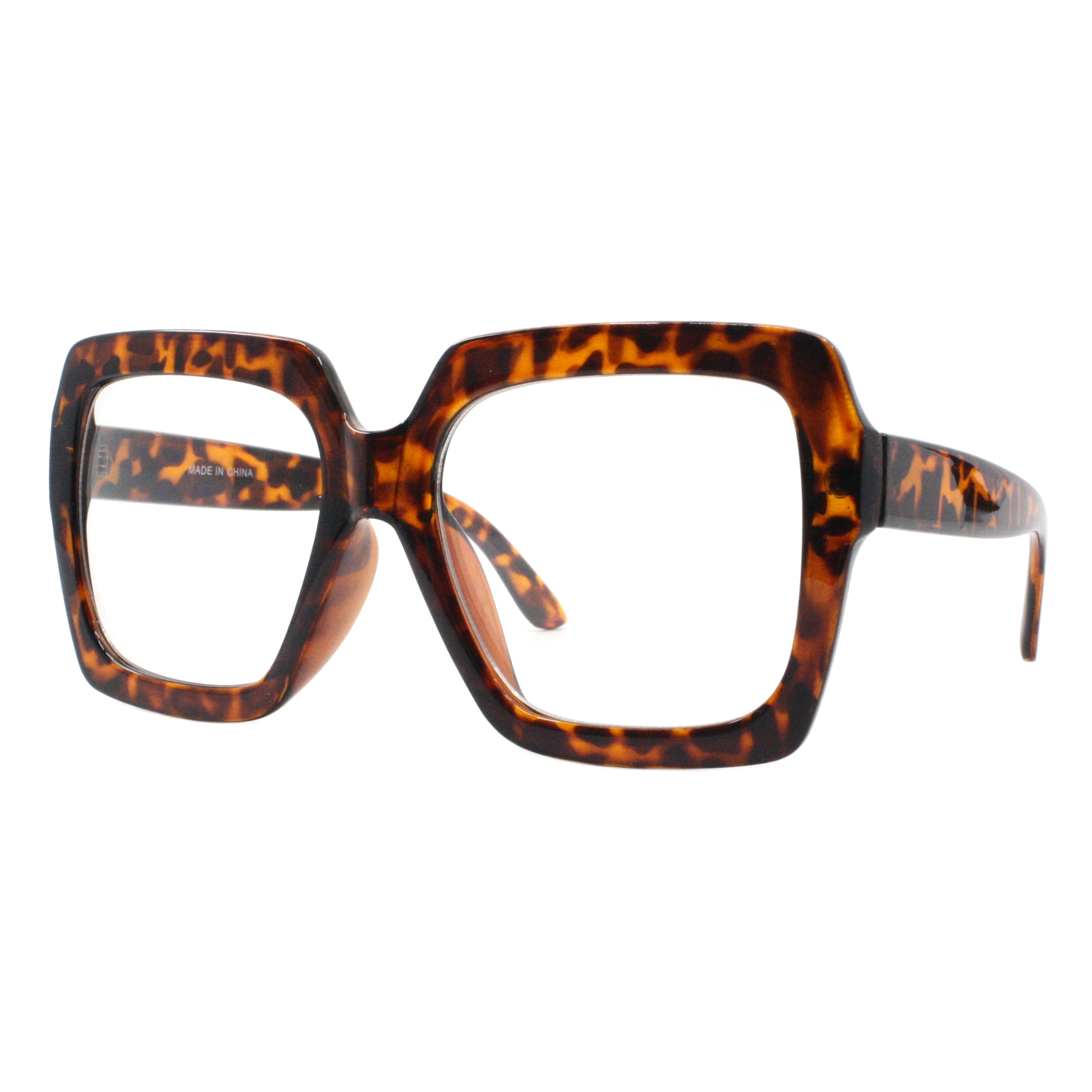 SUPER Oversized XL Big Wide Square Frame Clear Lens Glasses