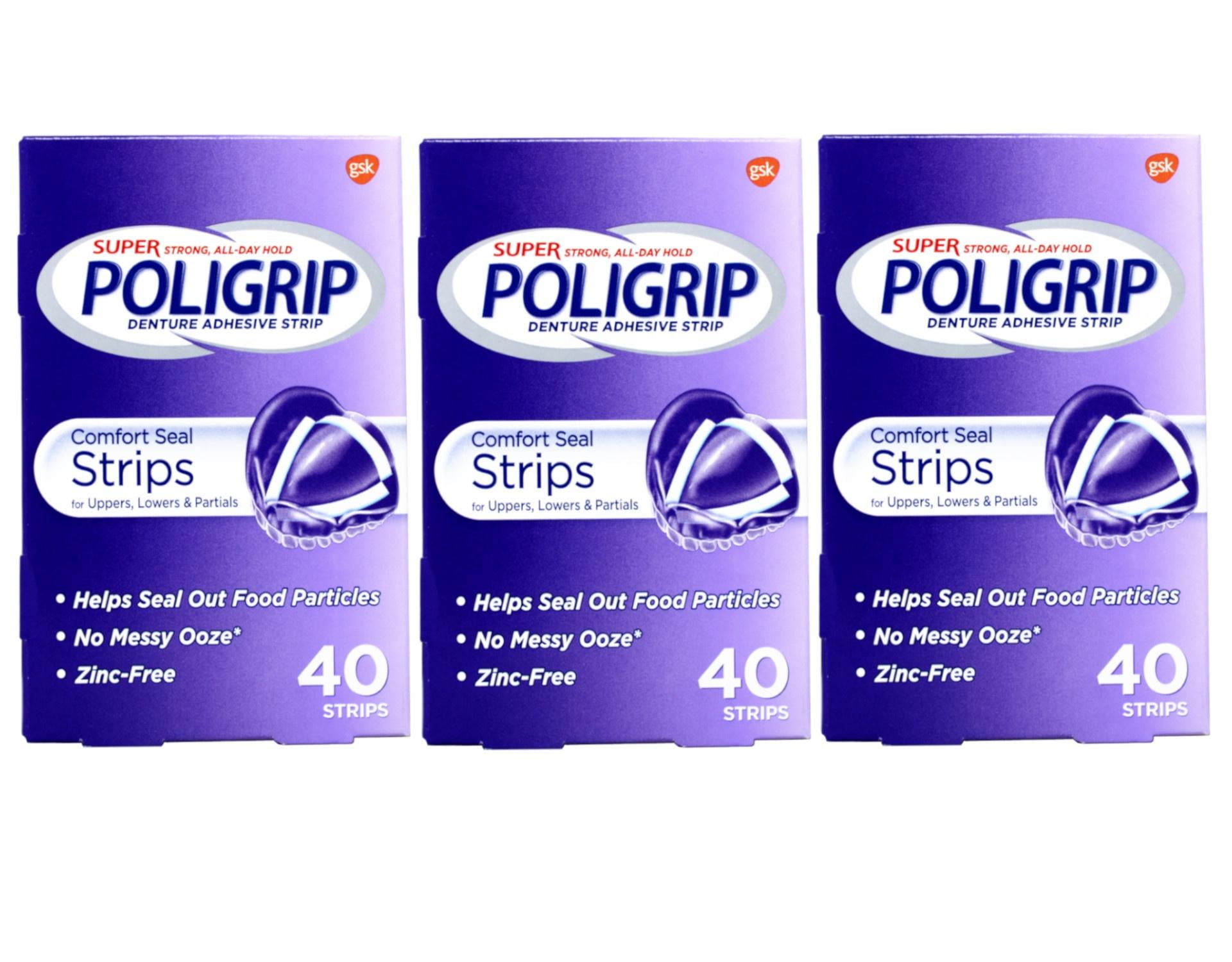 SUPER POLIGRIP Comfort Seal Strips 40 Each (Pack of 3)