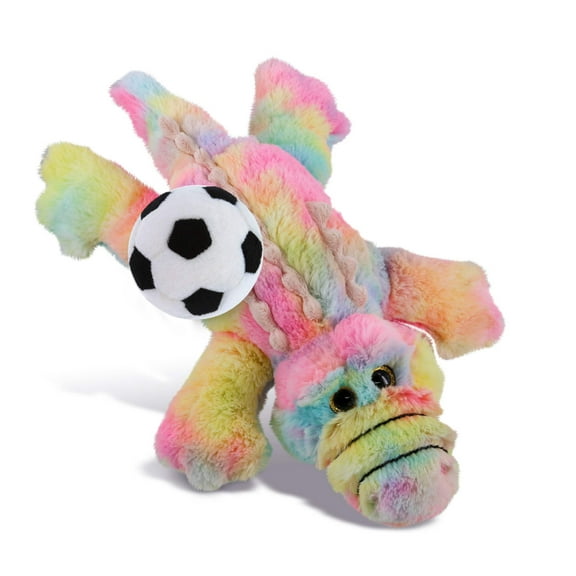 DolliBu Rainbow Alligator Stuffed Animal with Soccer Ball Plush - Huggable Alligator, Adorable Playtime Plush Toy, Cute Wild Life Gift, Super Soft Plush Doll Animal Toy for Kids and Adults - 12 Inches