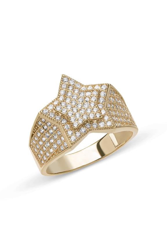 CZ Super Star Men’s Adult Ring 10K Yellow Gold, 7.00 Gr – Goldum NYC