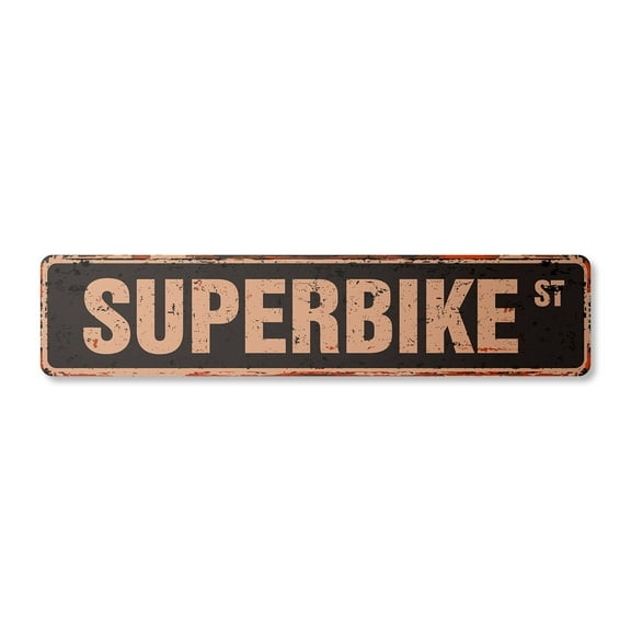 SUPERBIKE Vintage Plastic Street Sign motorbike motorcycle biker | Indoor/Outdoor | 30" Wide
