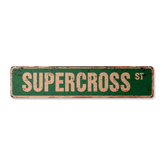SUPERCROSS Vintage Plastic Street Sign dirtbike motorcycle racer race bike | Indoor/Outdoor | 30" Wide