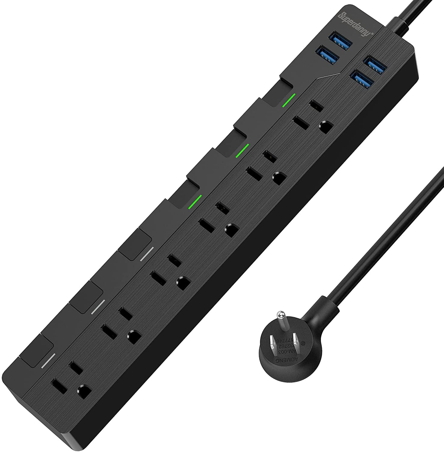 SUPERDANNY 6 Outlets Surge Protector Power Strip with 4 USB, Individual