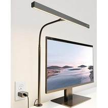 SUPERDANNY LED Desk Lamp Computer Monitor Light with Adjustable Gooseneck Touch Control Dimmable Table Lamps