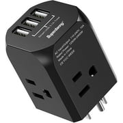 SUPERDANNY Multi-Plug Outlet Extender Power Adapter 4 AC Outlets & 3 USB Ports for Cruise Ship Wall Plug Splitter