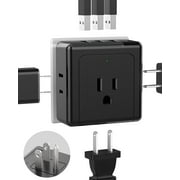 SUPERDANNY Multi Plug Outlet Extender with 3 USB Ports Wall Charger and 4 Outlet Splitter 3 Prong Wall Plug Black