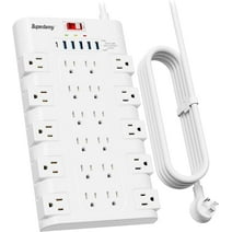 SUPERDANNY Surge Protector Power Strip with 22 AC Outlets and 6 USB Ports 6.5Ft Extension Cord White
