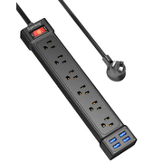 SUPERDANNY Surge Protector Power Strip with USB Ports 6AC Outlets Extender 4ft Wall Mountable