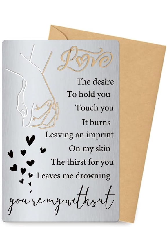 SUPERDANTEngraved Wallet Card Insert Love Anniversary Steel Cards Metal Wallet Card Mini Love Notes Lovers Birthday Thanksgiving Christmas Valentines Gifts Card for Boyfriend Girlfriend DIY Word