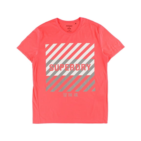 SUPERDRY Training Coresport Mens Active Shirts & Tees Size XXL, Color: Super Pink/White