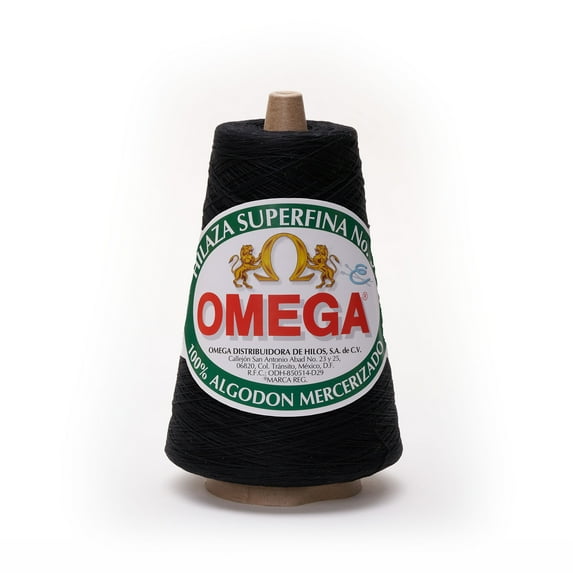 SUPERFINA NO.30 [240grs] by Omega - 100% Mercerized Cotton Yarn ideal for Fine Crochet - Color: 36 - Black 695