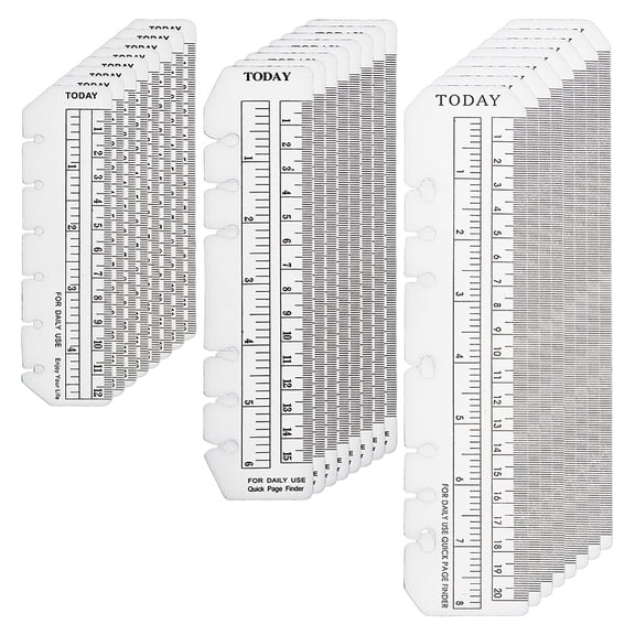 SUPERFINDIN 24Pcs 3 Styles Plastic Bookmark Rulers Loose Leaf Ruler Page Marker Planner Rulers Pages Finder Ruler Book Mark Measuring Tools
