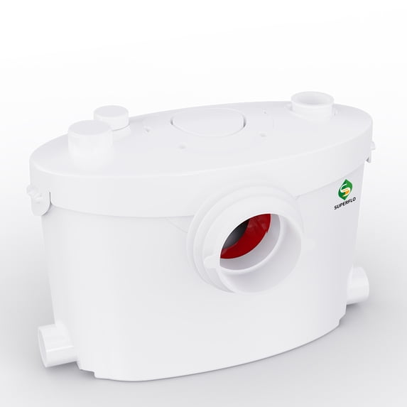 SUPERFLO 600W Macerator Pump, Macerator Sewerage Pump For Basement Toilet Pump System, Macerating Pump With 4 Water Inlets For Laundry, Sink, Shower