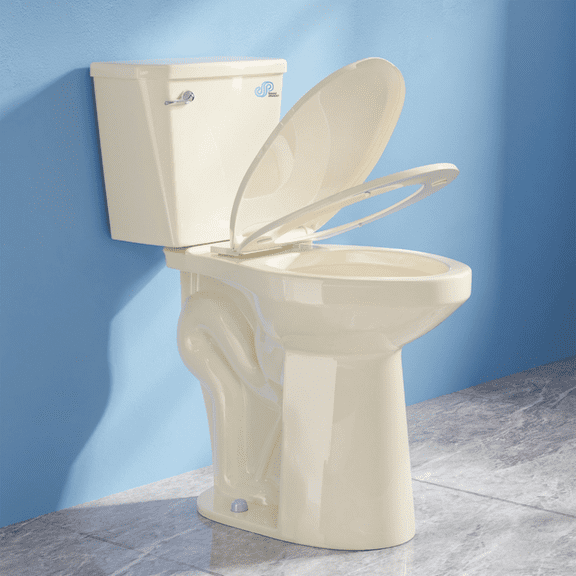 SUPERFLO 21 inch Extra High Toilets for Seniors Tall Toilets, Elongated Two-Piece Toilet 1.28GPF Powerful, ADA Comfort Toilet Bowl Heigh 21", 12 Inch Rough-in, Bone Color, for Bathroom