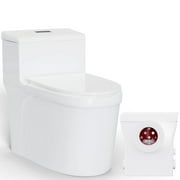 SUPERFLO One Piece Upflush Toilet For Basement - Macerating Toilet System With 600w Macerator Pump, With 3 Water Inltes For Upflow Toilet & Bathroom & Laundry