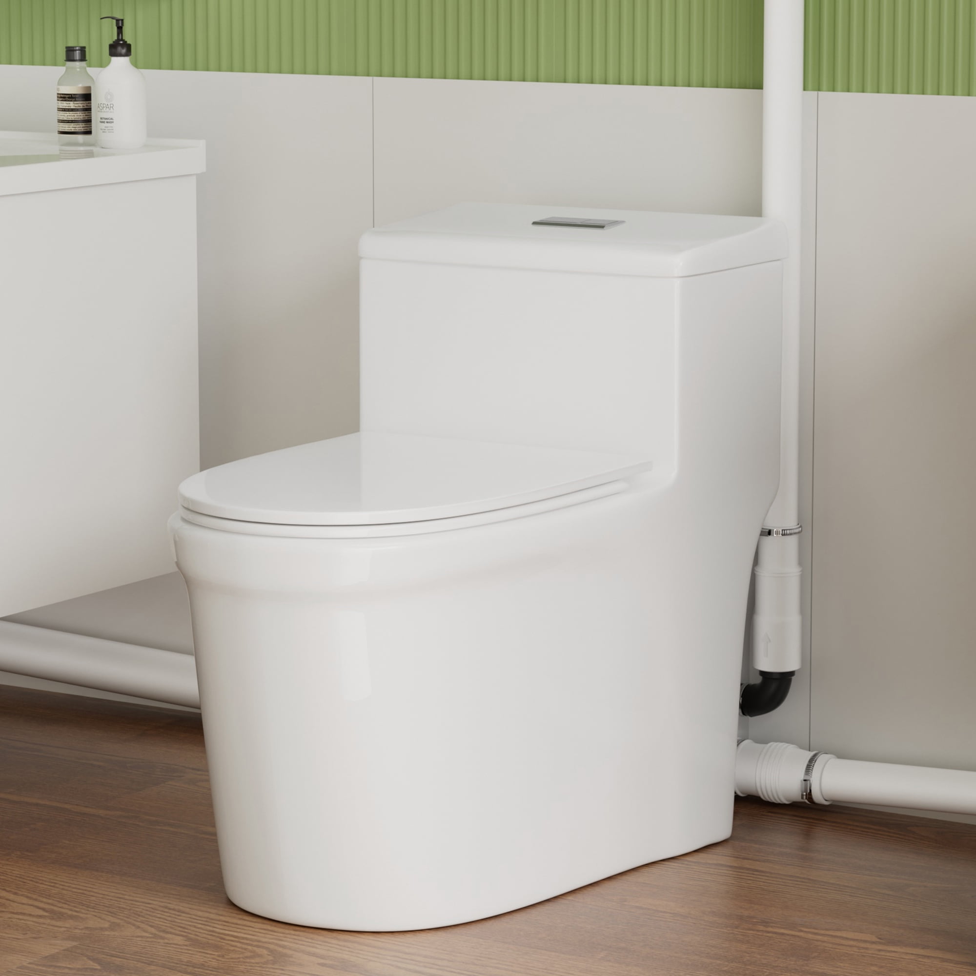 SUPERFLO Onepiece Macerating Toilet 600W Upflush Toilet for Basement