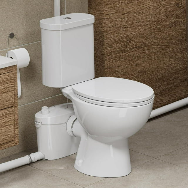SUPERFLO Upflush Toilet for Basement with 600W Macerating Toilet System