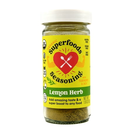 SUPERFOODS SEASONING Lemon Herb Organic Blend, Salt-Free and Vegan, 1.8 oz