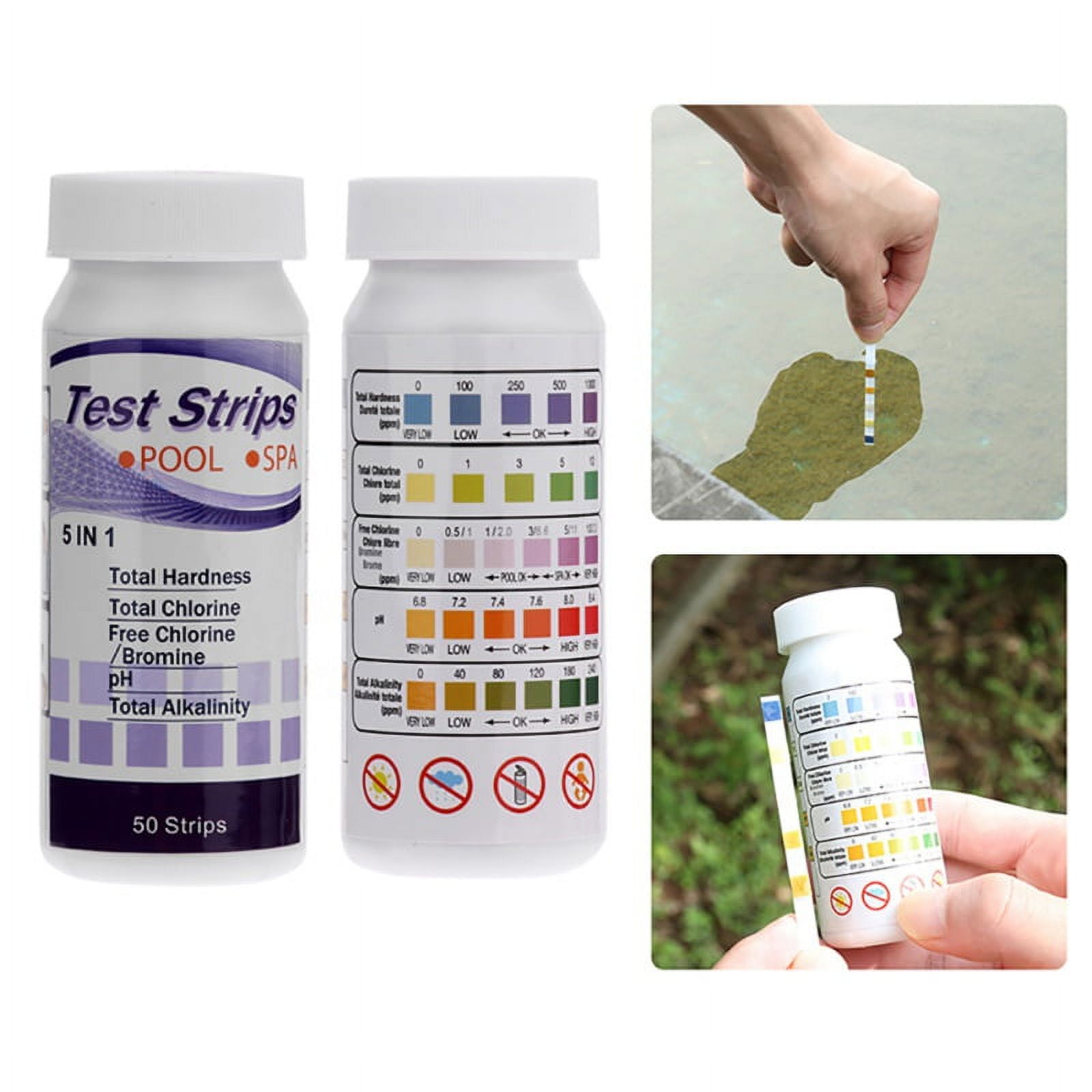 SUPERHOMUSE 50Pcs Swimming Pool Test Strip, 5 in 1 Water Hardness