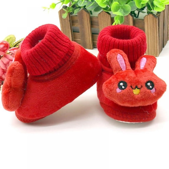 SUPERHOMUSE Baby Girls Cute Soft Winter Boots Toddler Kids Snow Fleece Rabbit Shoes Baby Moccasins Shoes 0-18 Months