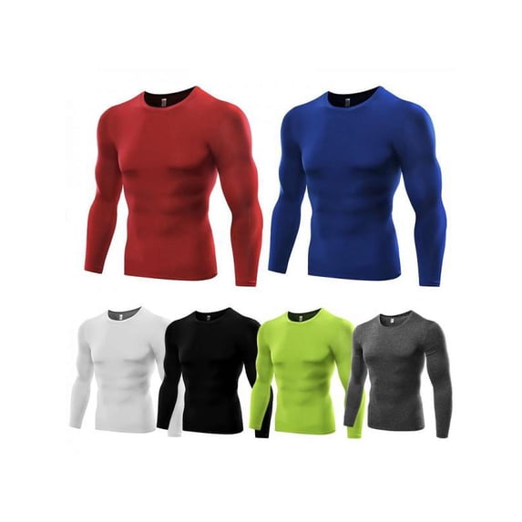 SUPERHOMUSE Mens Gym Compression Under Base Layer Tops Long Sleeve Quick Dry Sports T-Shirts