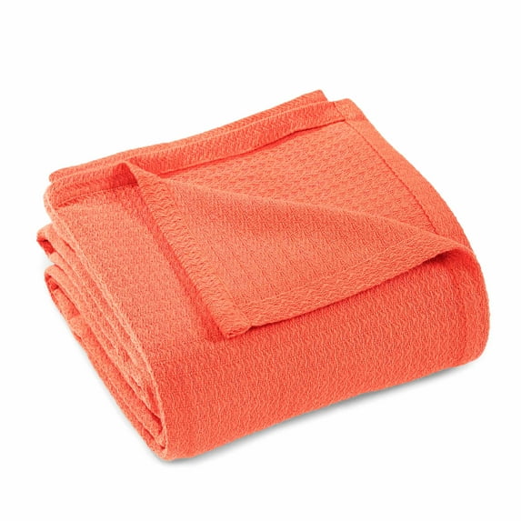 SUPERIOR 100% COTTON BLANKET (WAFFLE STITCH) Coral / Full/Queen